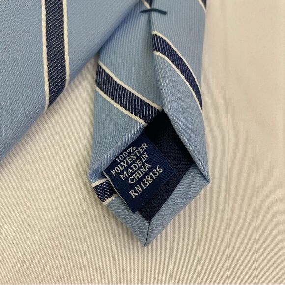 Club Room Men’s Tie Blue and Navy Blue Striped - Picture 4 of 5